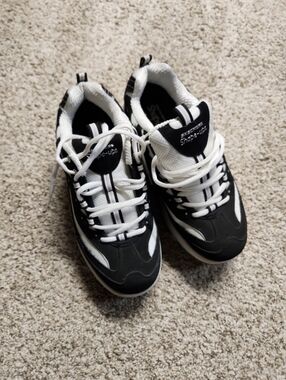 Skechers Shape-Ups Black White Size 7.5
